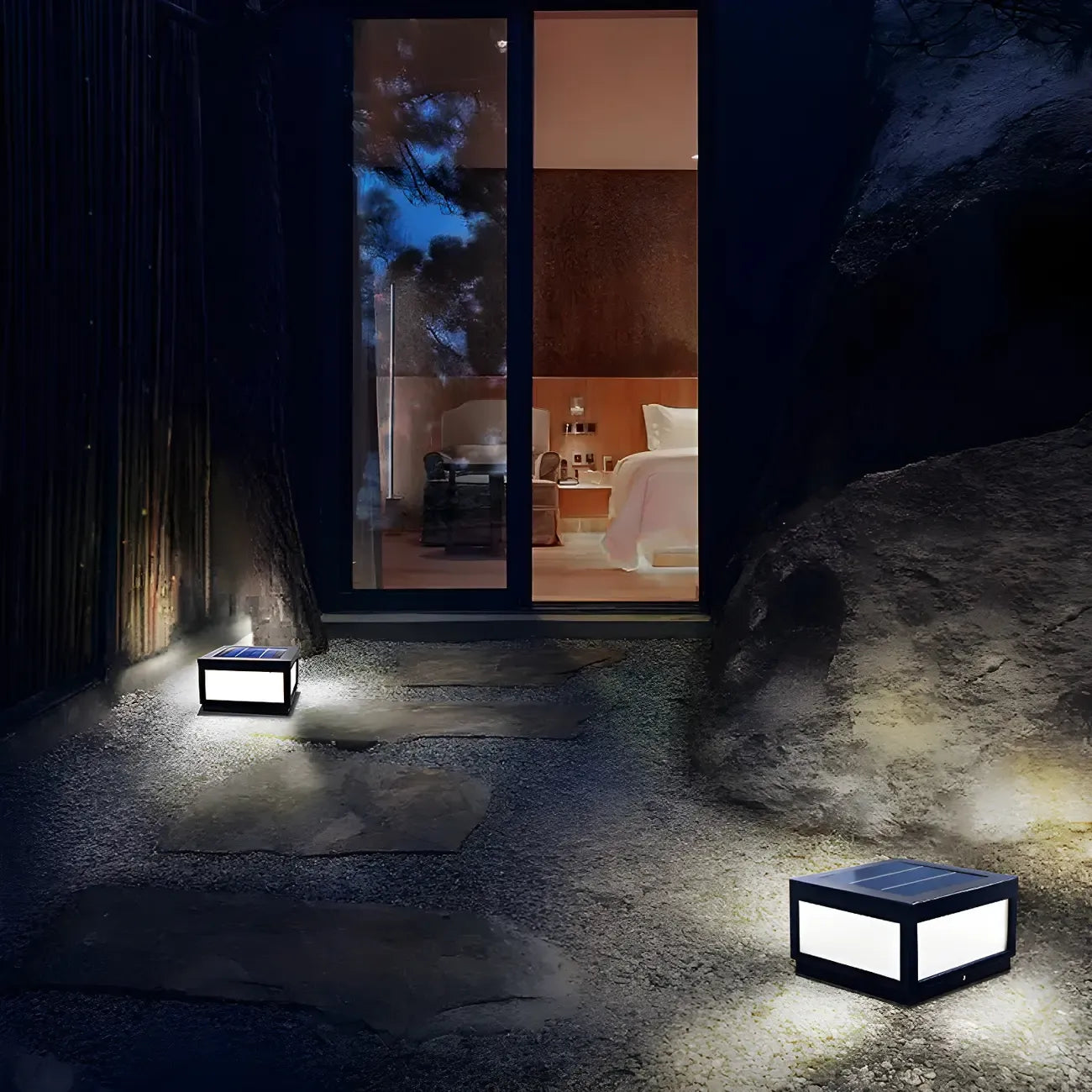 Lampadaires solaires LED rectangulaires noirs pour l'extérieur