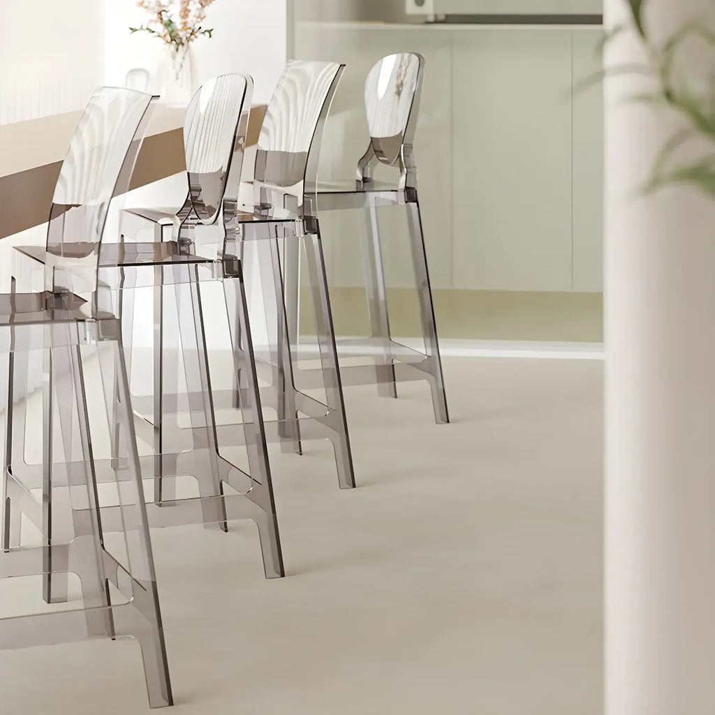 Tabouret de bar moderne en acrylique lisse et élégant avec dossier circulaire