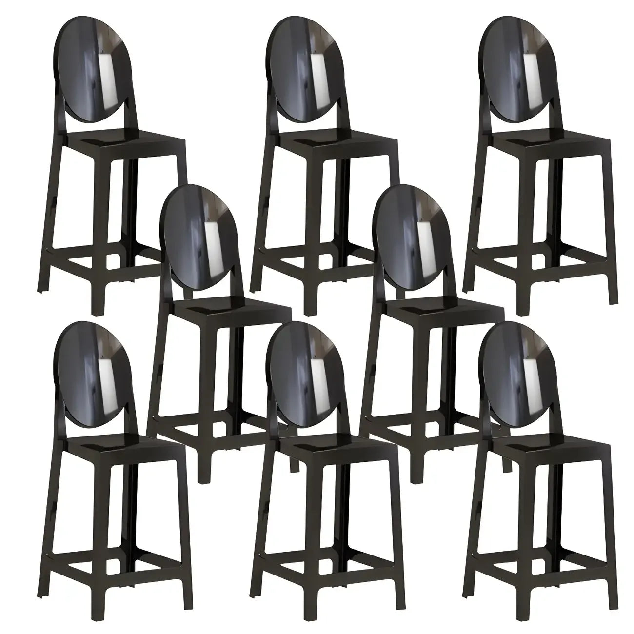 Tabouret de bar moderne en acrylique lisse et élégant avec dossier circulaire