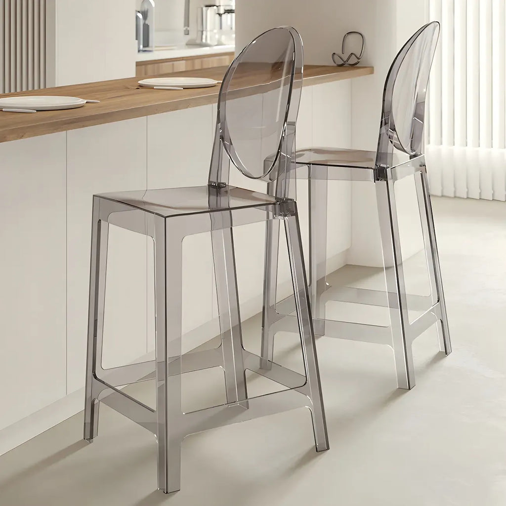 Tabouret de bar moderne en acrylique lisse et élégant avec dossier circulaire