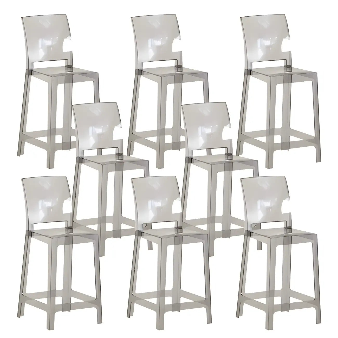 Tabouret de bar moderne en acrylique lisse et élégant avec dossier circulaire