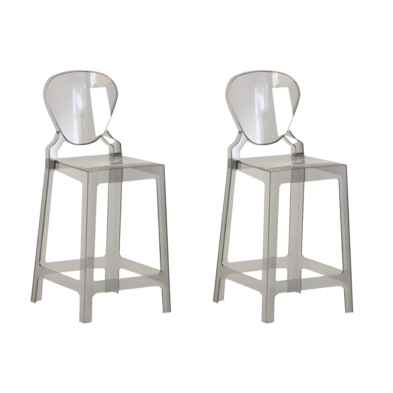 Tabouret de bar moderne en acrylique lisse et élégant avec dossier circulaire