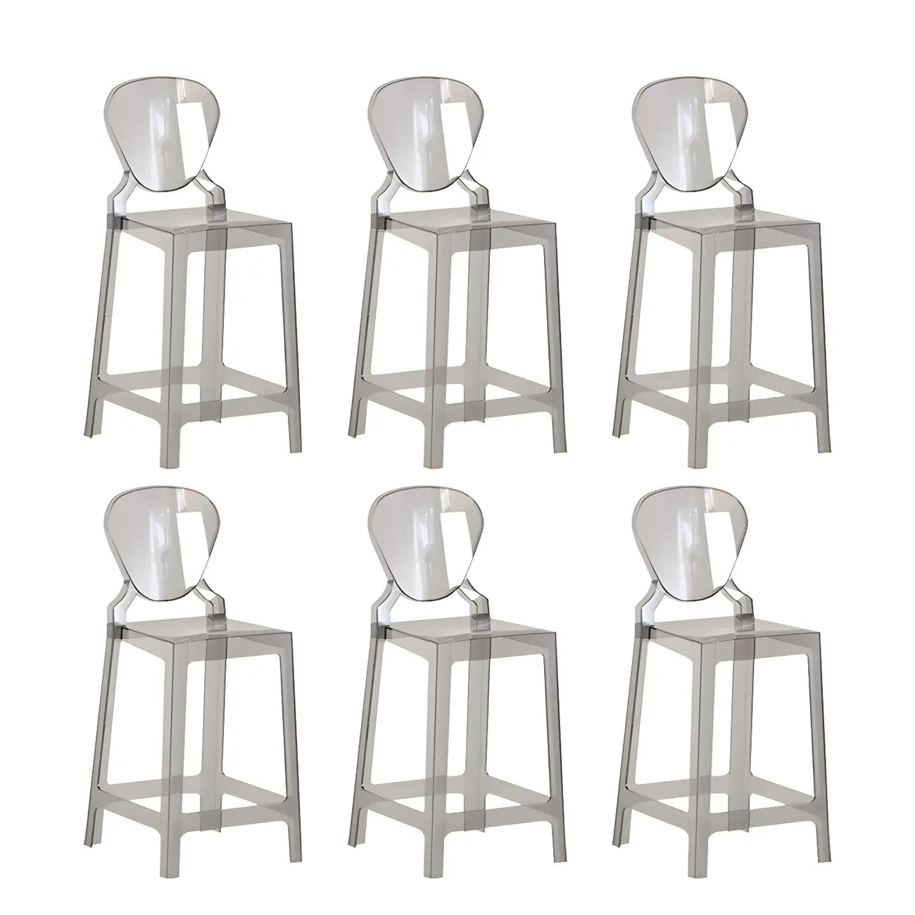 Tabouret de bar moderne en acrylique lisse et élégant avec dossier circulaire