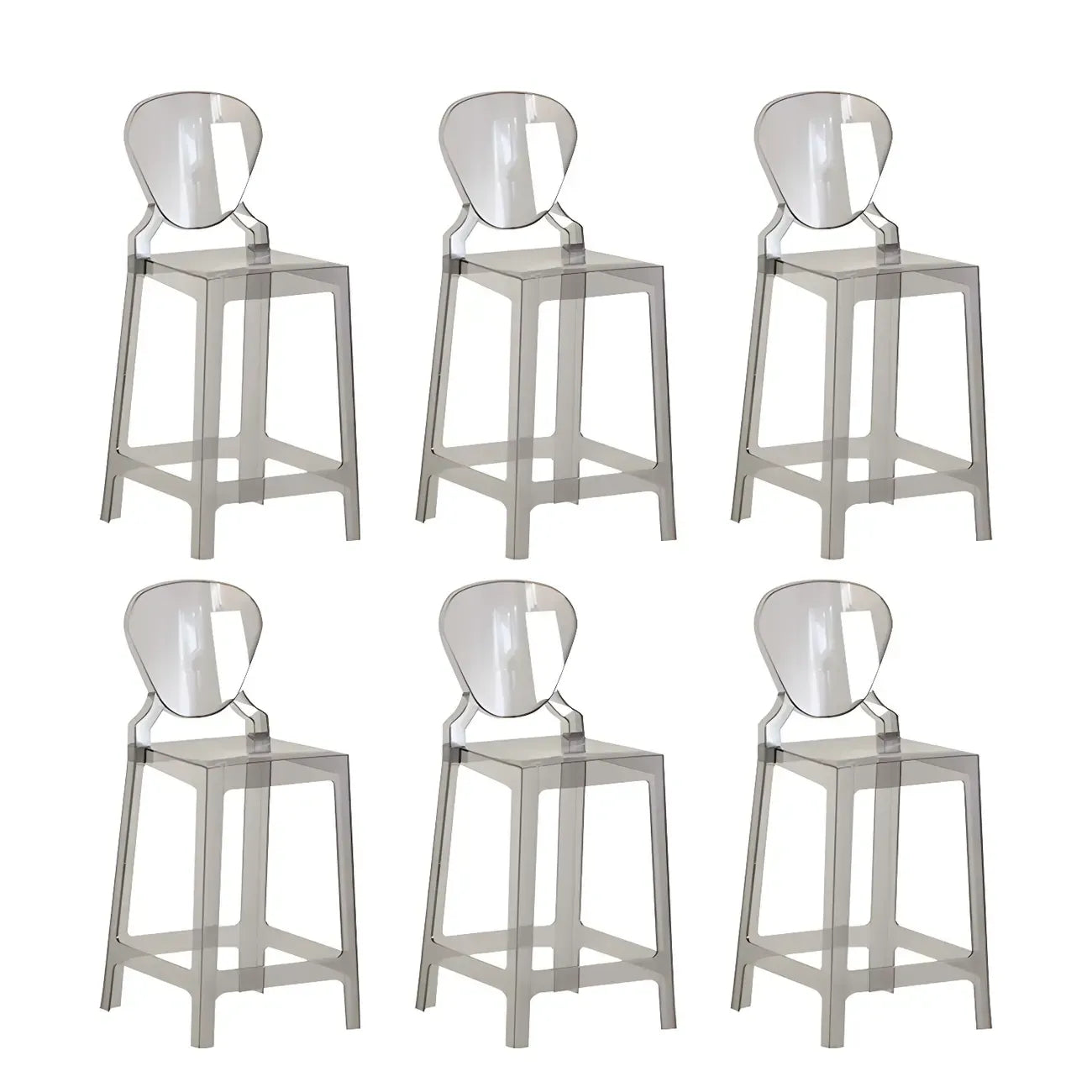 Tabouret de bar moderne en acrylique lisse et élégant avec dossier circulaire