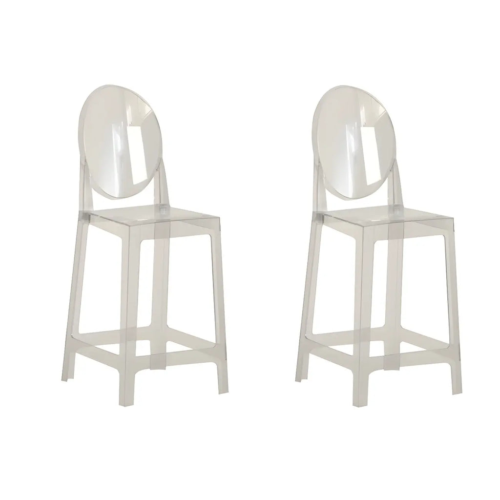 Tabouret de bar moderne en acrylique lisse et élégant avec dossier circulaire