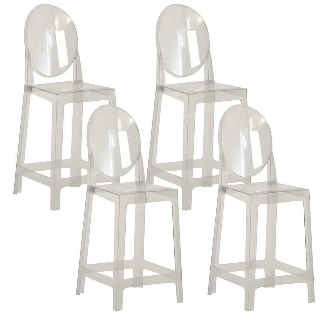 Tabouret de bar moderne en acrylique lisse et élégant avec dossier circulaire