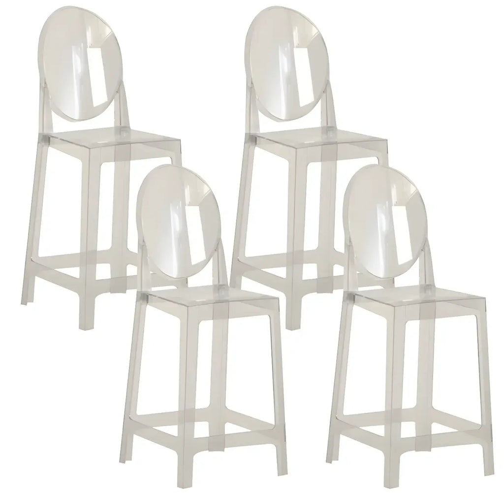 Tabouret de bar moderne en acrylique lisse et élégant avec dossier circulaire