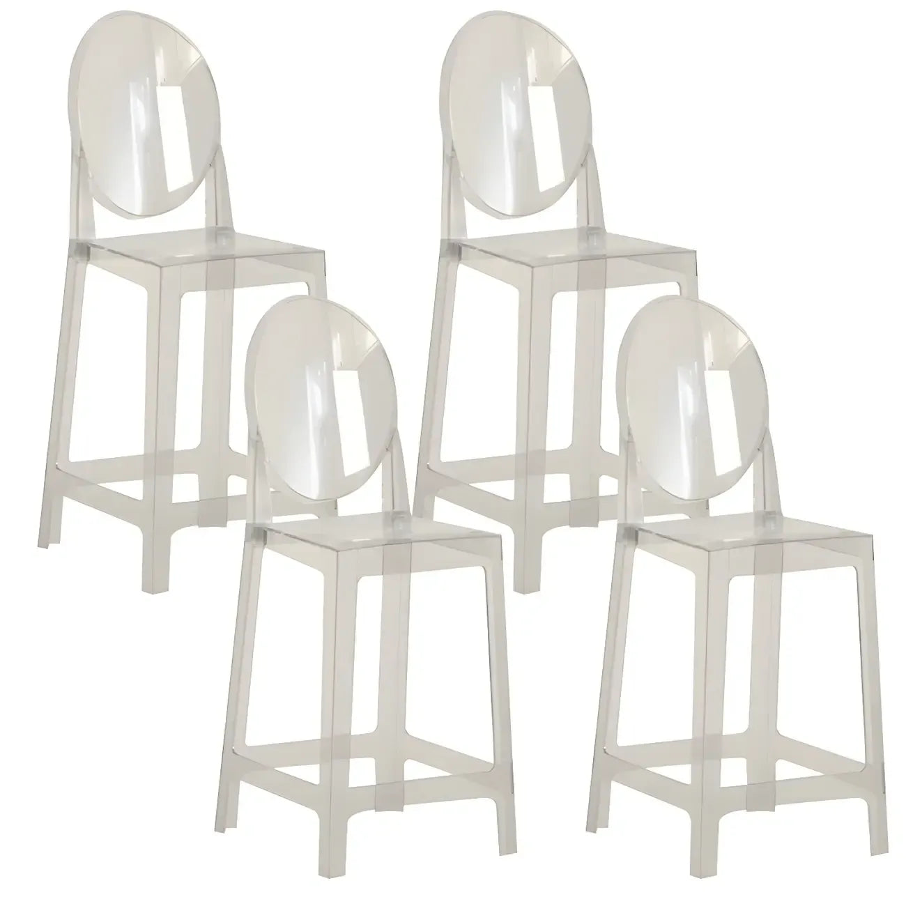 Tabouret de bar moderne en acrylique lisse et élégant avec dossier circulaire