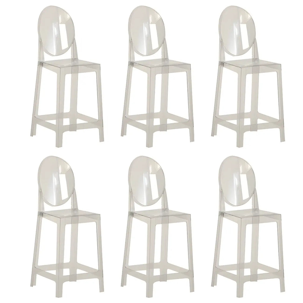 Tabouret de bar moderne en acrylique lisse et élégant avec dossier circulaire