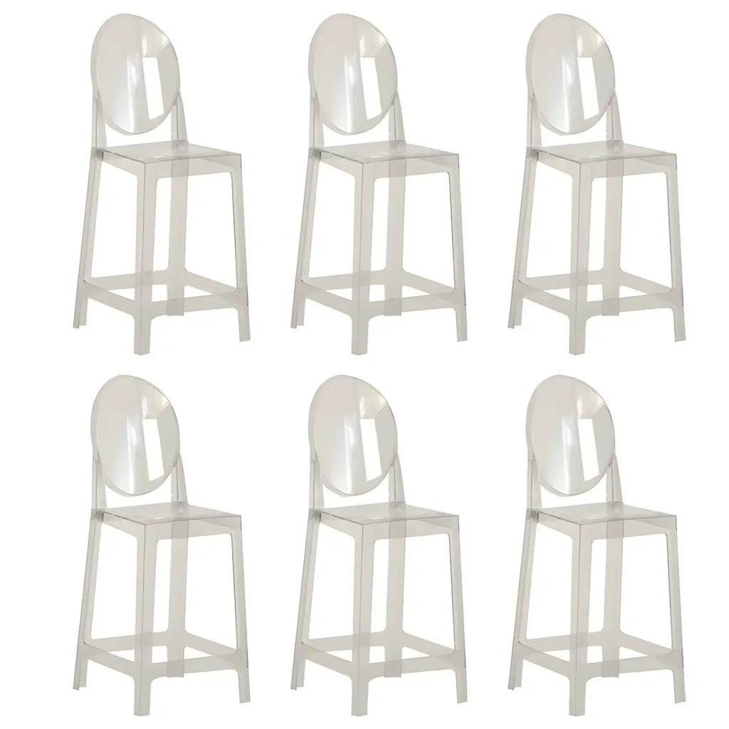 Tabouret de bar moderne en acrylique lisse et élégant avec dossier circulaire