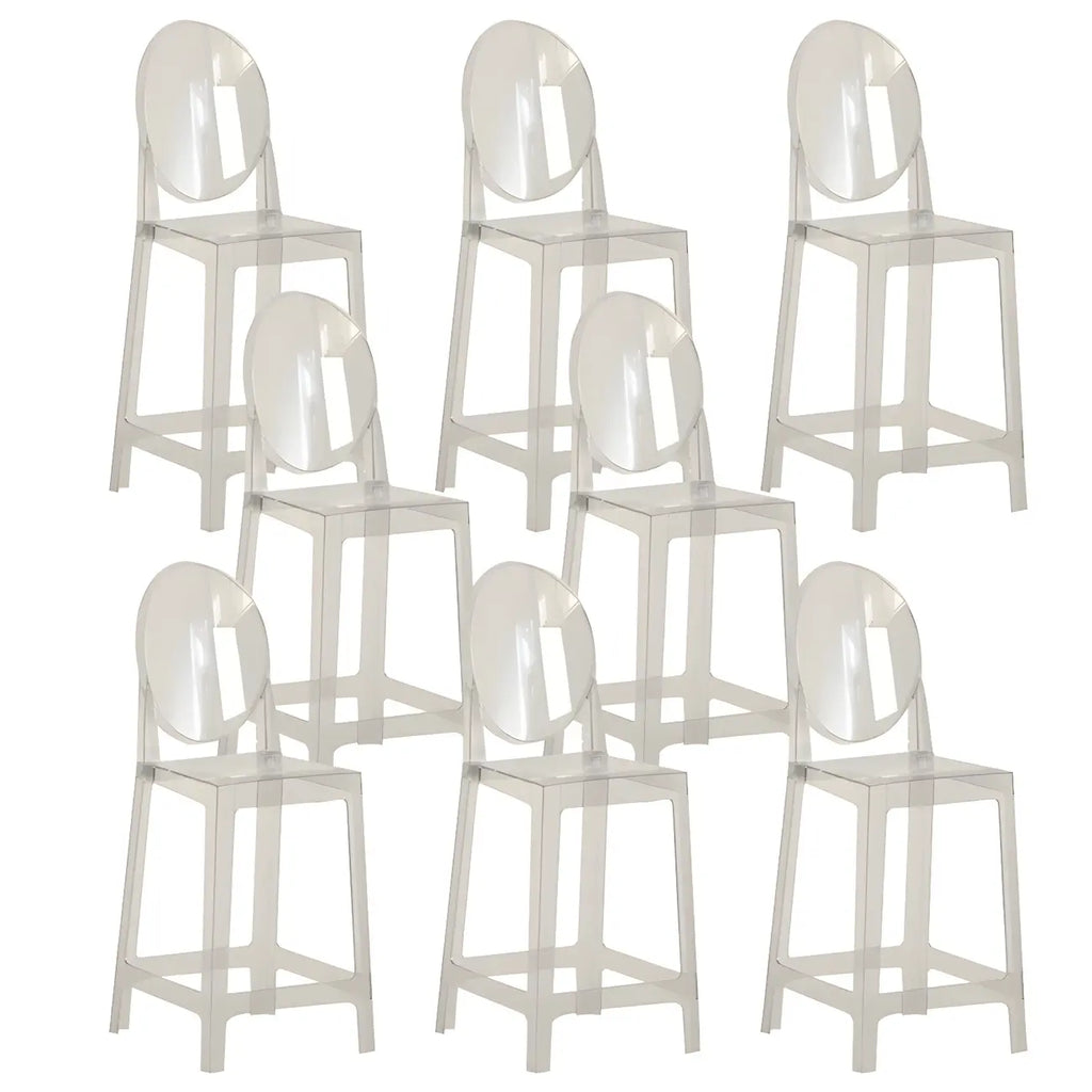 Tabouret de bar moderne en acrylique lisse et élégant avec dossier circulaire