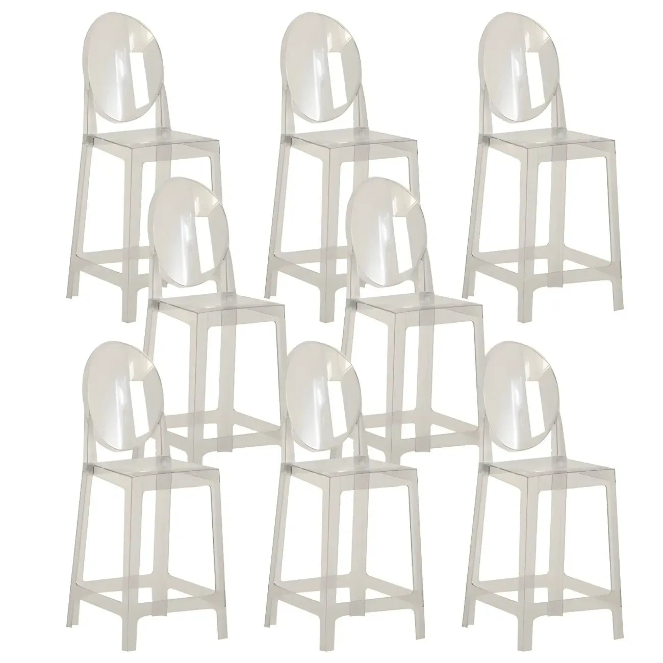 Tabouret de bar moderne en acrylique lisse et élégant avec dossier circulaire