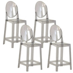 Tabouret de bar moderne en acrylique lisse et élégant avec dossier circulaire