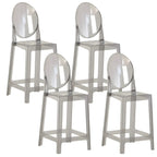 Tabouret de bar moderne en acrylique lisse et élégant avec dossier circulaire