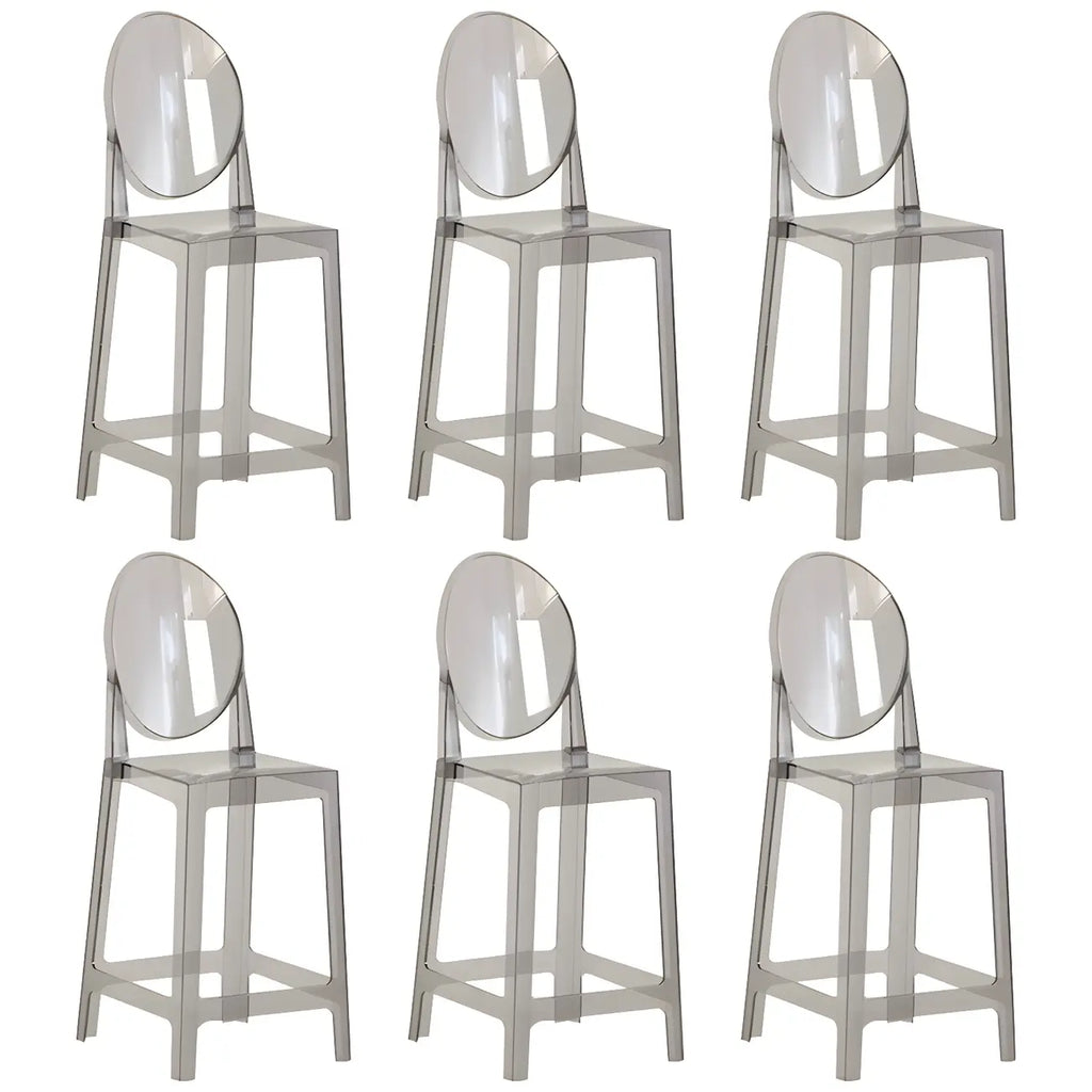 Tabouret de bar moderne en acrylique lisse et élégant avec dossier circulaire