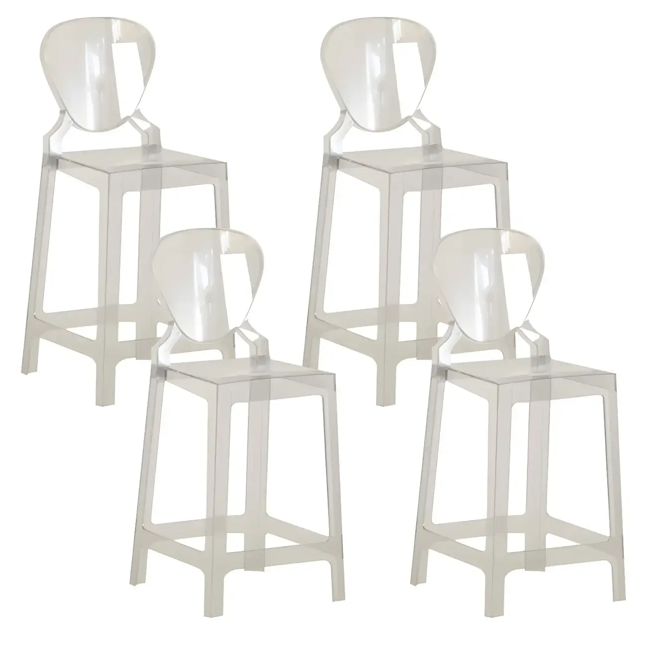 Tabouret de bar moderne en acrylique lisse et élégant avec dossier circulaire