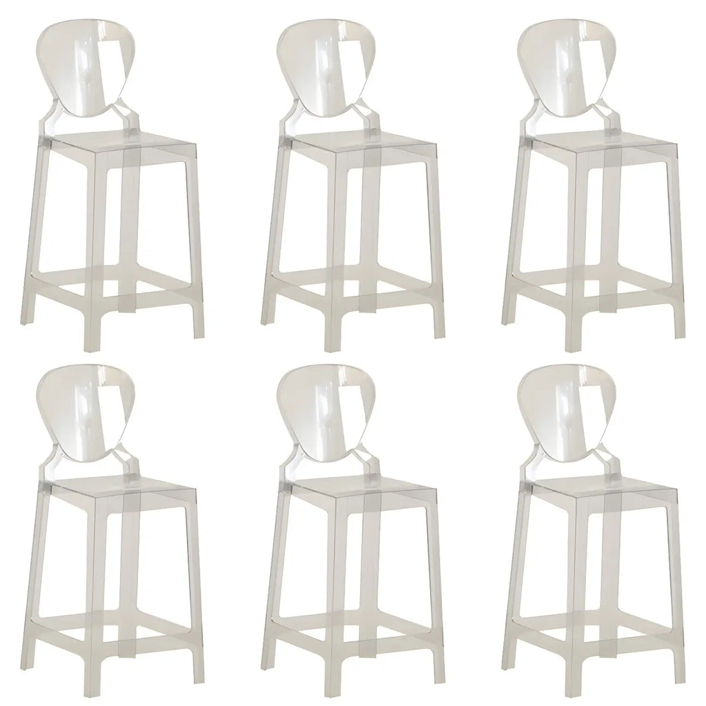 Tabouret de bar moderne en acrylique lisse et élégant avec dossier circulaire