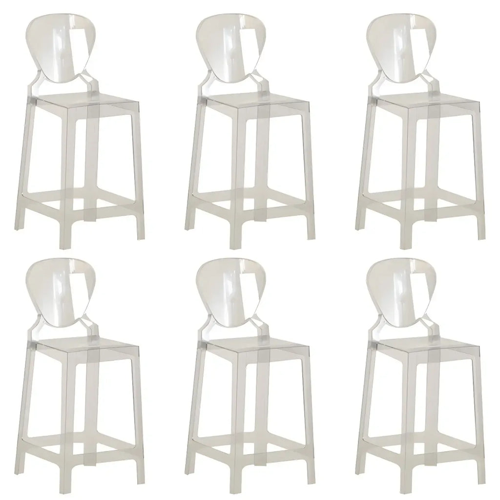 Tabouret de bar moderne en acrylique lisse et élégant avec dossier circulaire