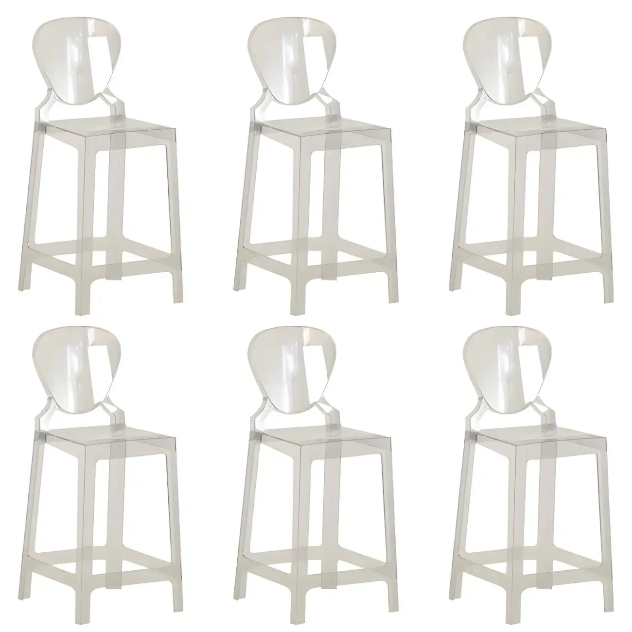 Tabouret de bar moderne en acrylique lisse et élégant avec dossier circulaire
