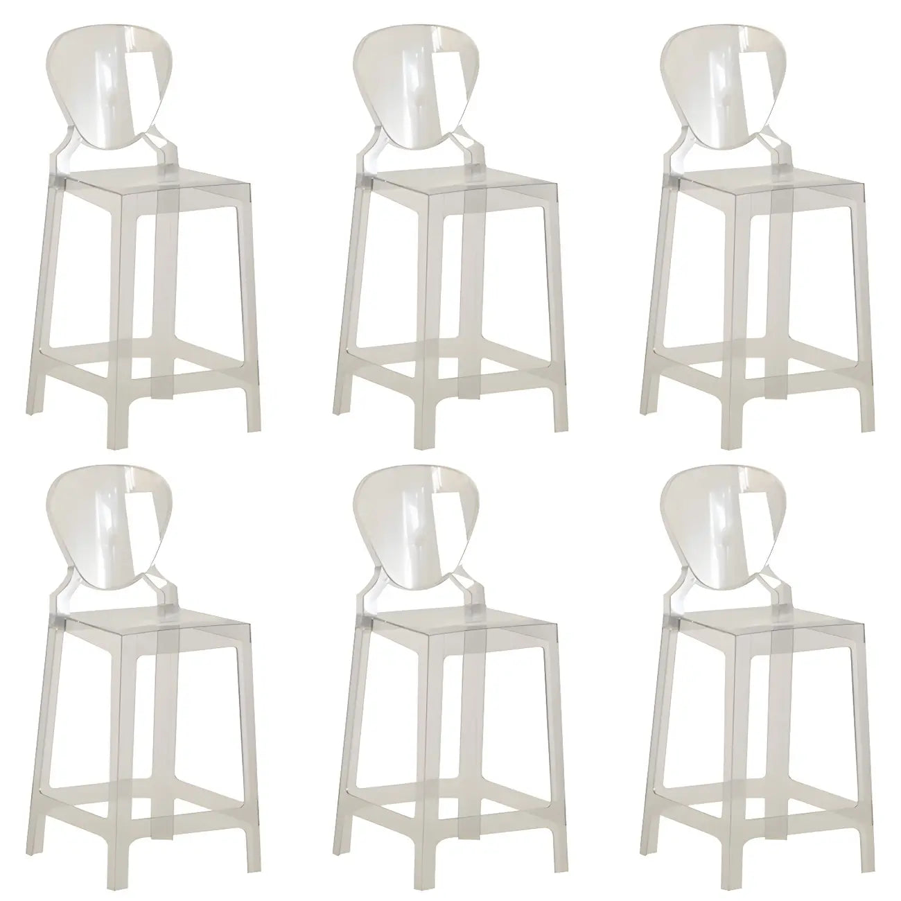 Tabouret de bar moderne en acrylique lisse et élégant avec dossier circulaire