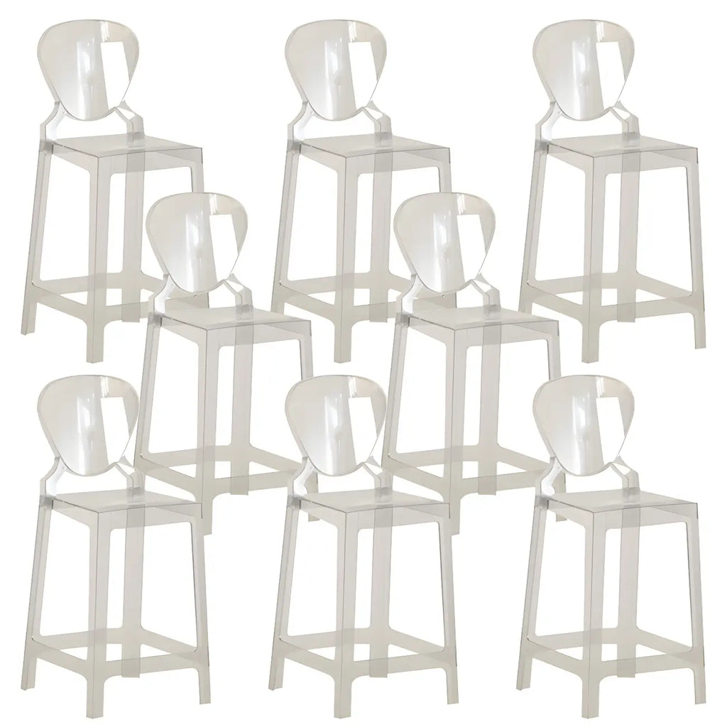 Tabouret de bar moderne en acrylique lisse et élégant avec dossier circulaire