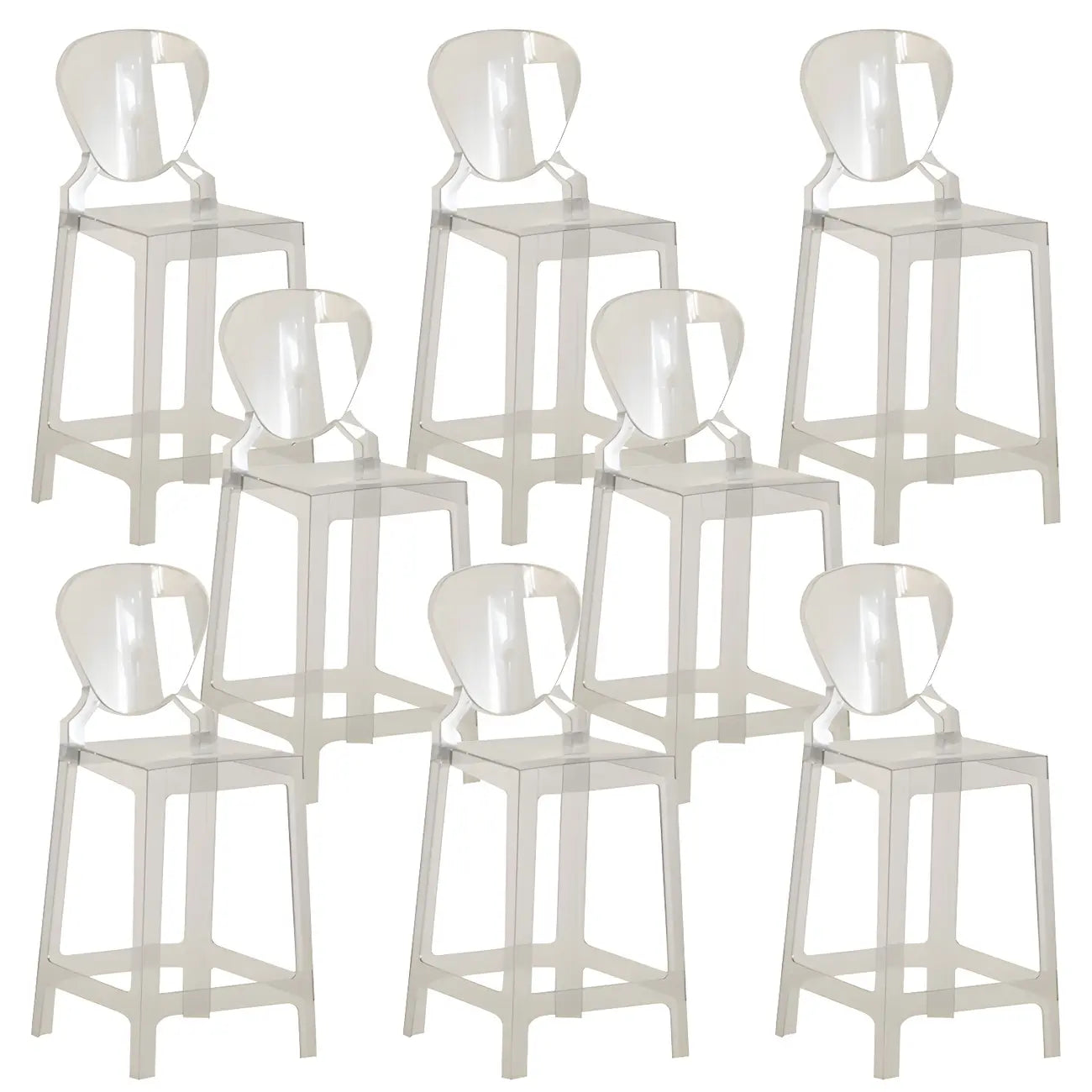 Tabouret de bar moderne en acrylique lisse et élégant avec dossier circulaire