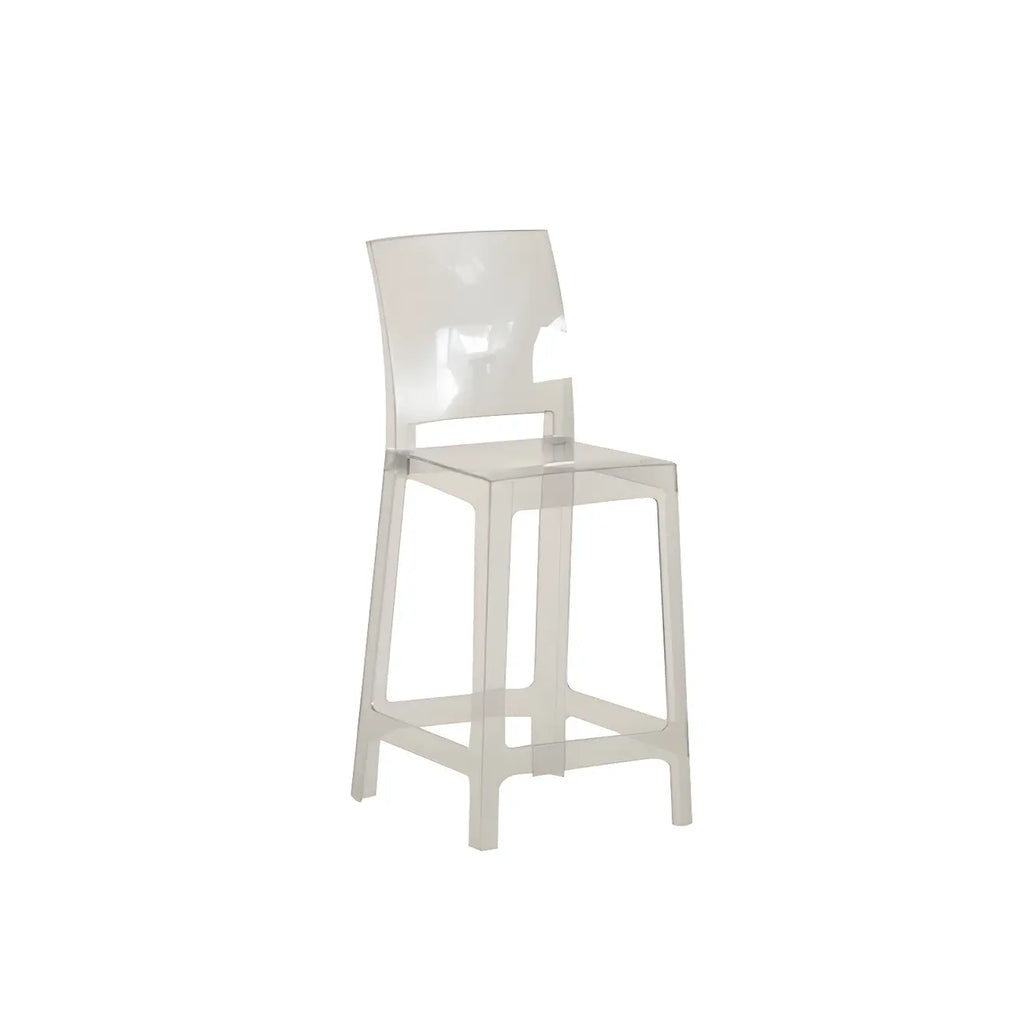 Tabouret de bar moderne en acrylique lisse et élégant avec dossier circulaire