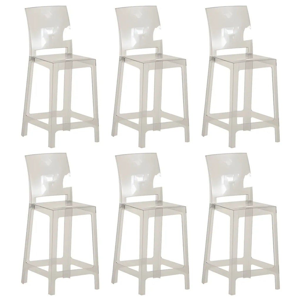 Tabouret de bar moderne en acrylique lisse et élégant avec dossier circulaire