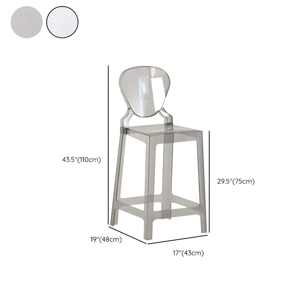 Tabouret de bar moderne en acrylique lisse et élégant avec dossier circulaire