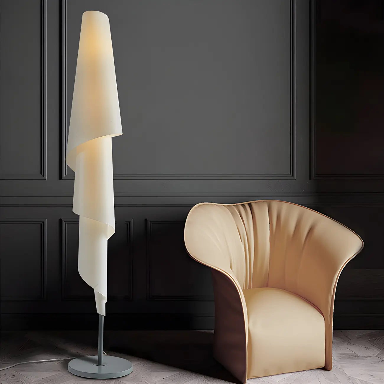 Lampadaire LED spiralé blanc unique pour la décoration du salon