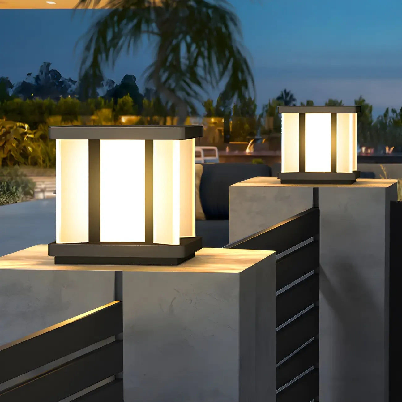 Lampadaires solaires carrés noirs modernes pour l'extérieur