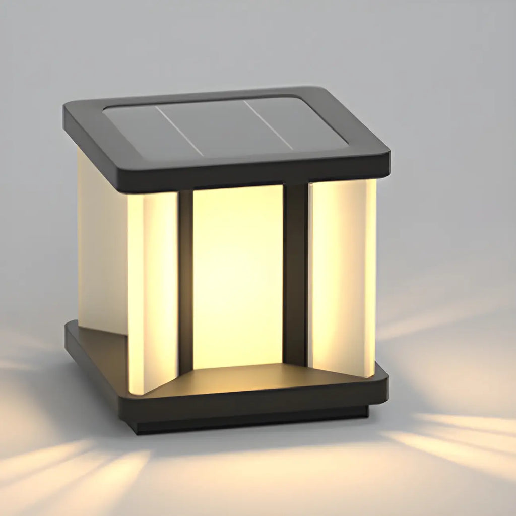 Lampadaires solaires carrés noirs modernes pour l'extérieur