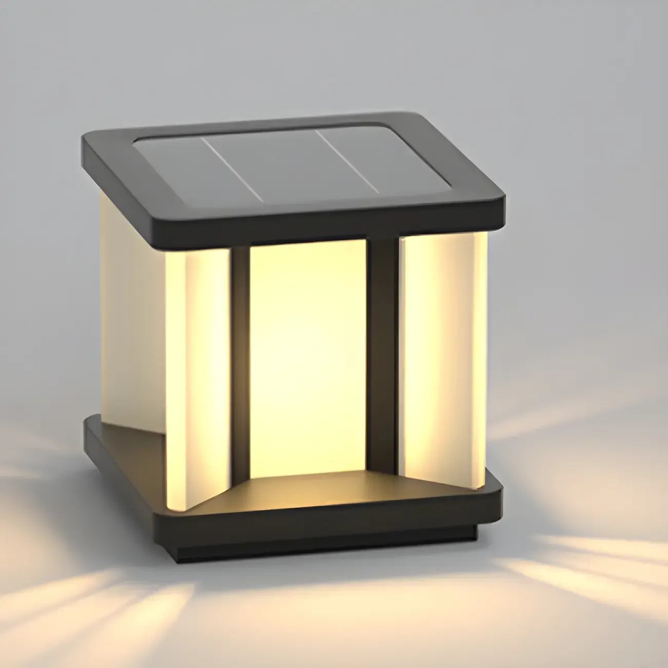Lampadaires solaires carrés noirs modernes pour l'extérieur
