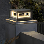 Lampe de poteau LED géométrique moderne en métal noir