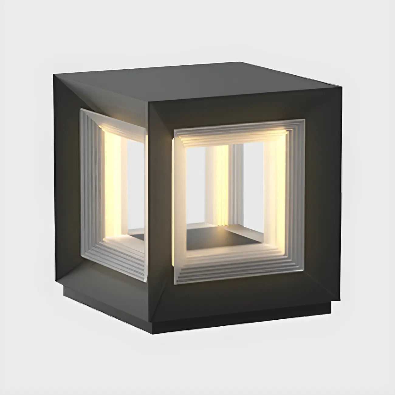 Lampe de poteau LED géométrique moderne en métal noir