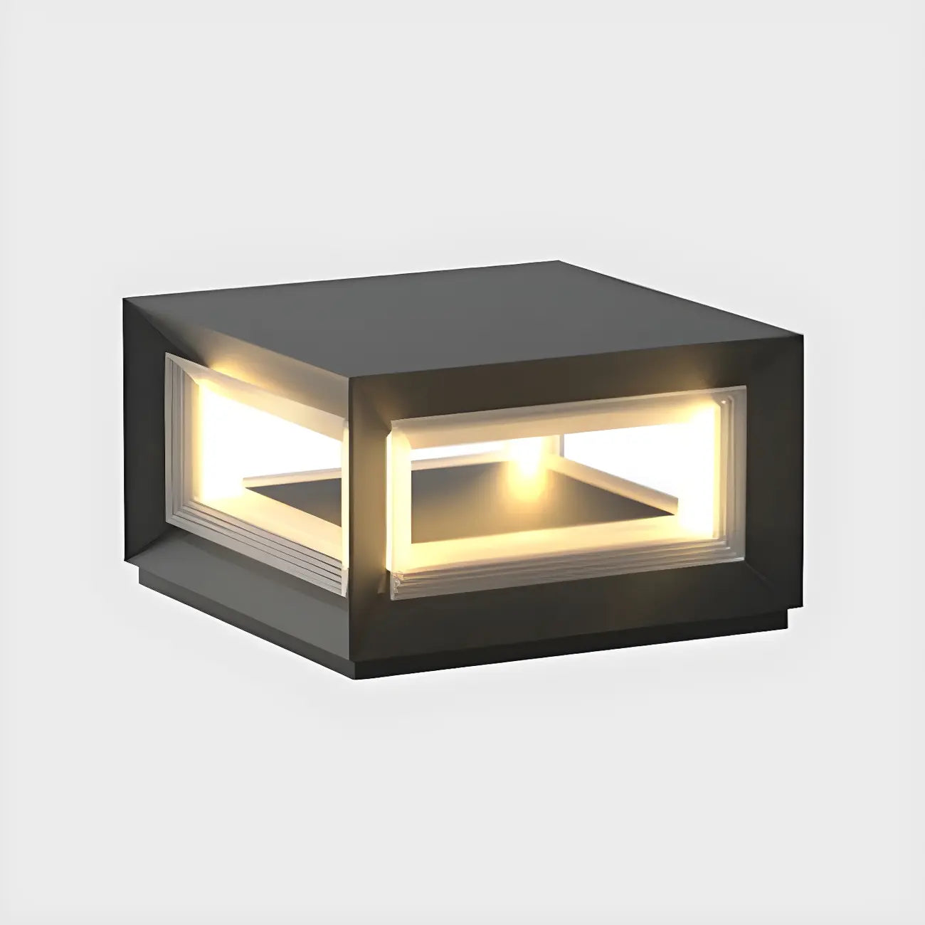 Lampe de poteau LED géométrique moderne en métal noir