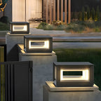 Lampe de poteau LED géométrique moderne en métal noir