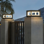 Lampe de poteau LED géométrique moderne en métal noir