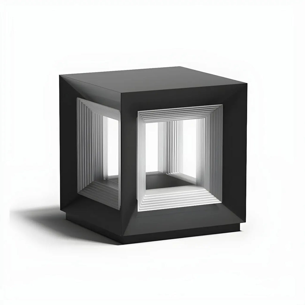 Lampe de poteau LED géométrique moderne en métal noir