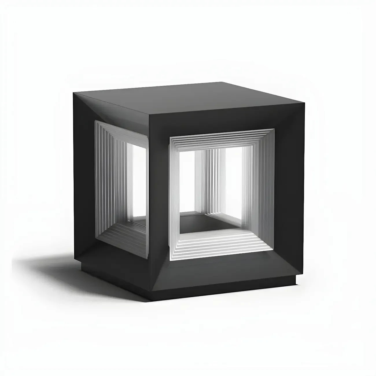 Lampe de poteau LED géométrique moderne en métal noir
