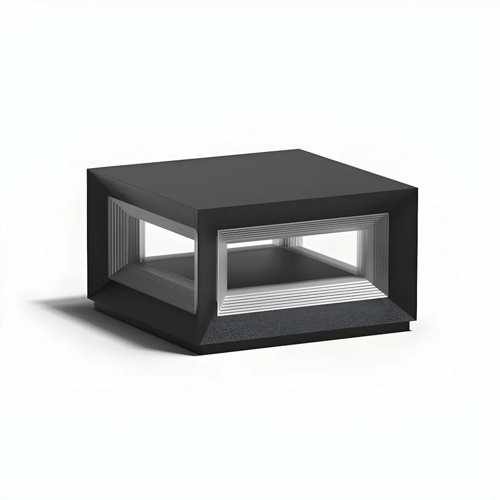 Lampe de poteau LED géométrique moderne en métal noir