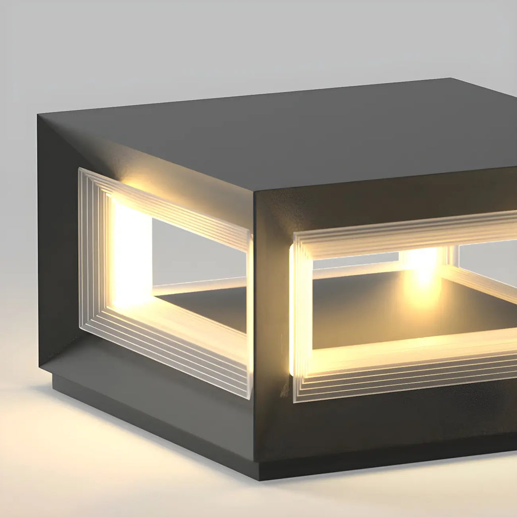 Lampe de poteau LED géométrique moderne en métal noir