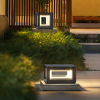Lampe de poteau LED géométrique moderne en métal noir