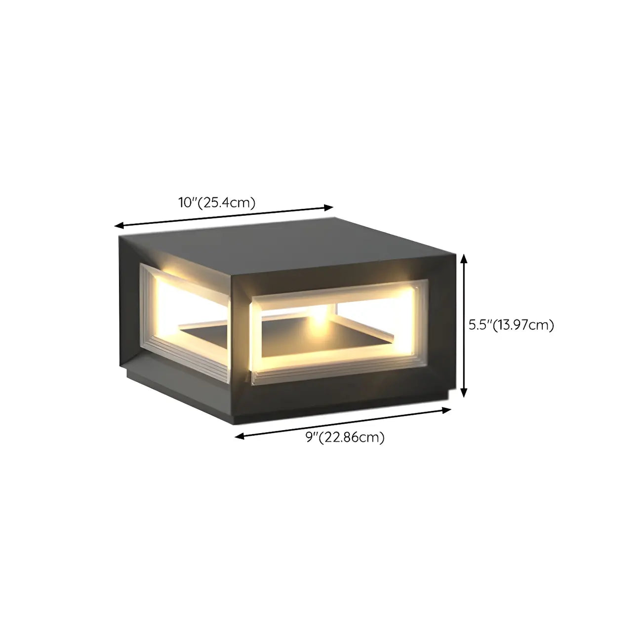 Lampe de poteau LED géométrique moderne en métal noir