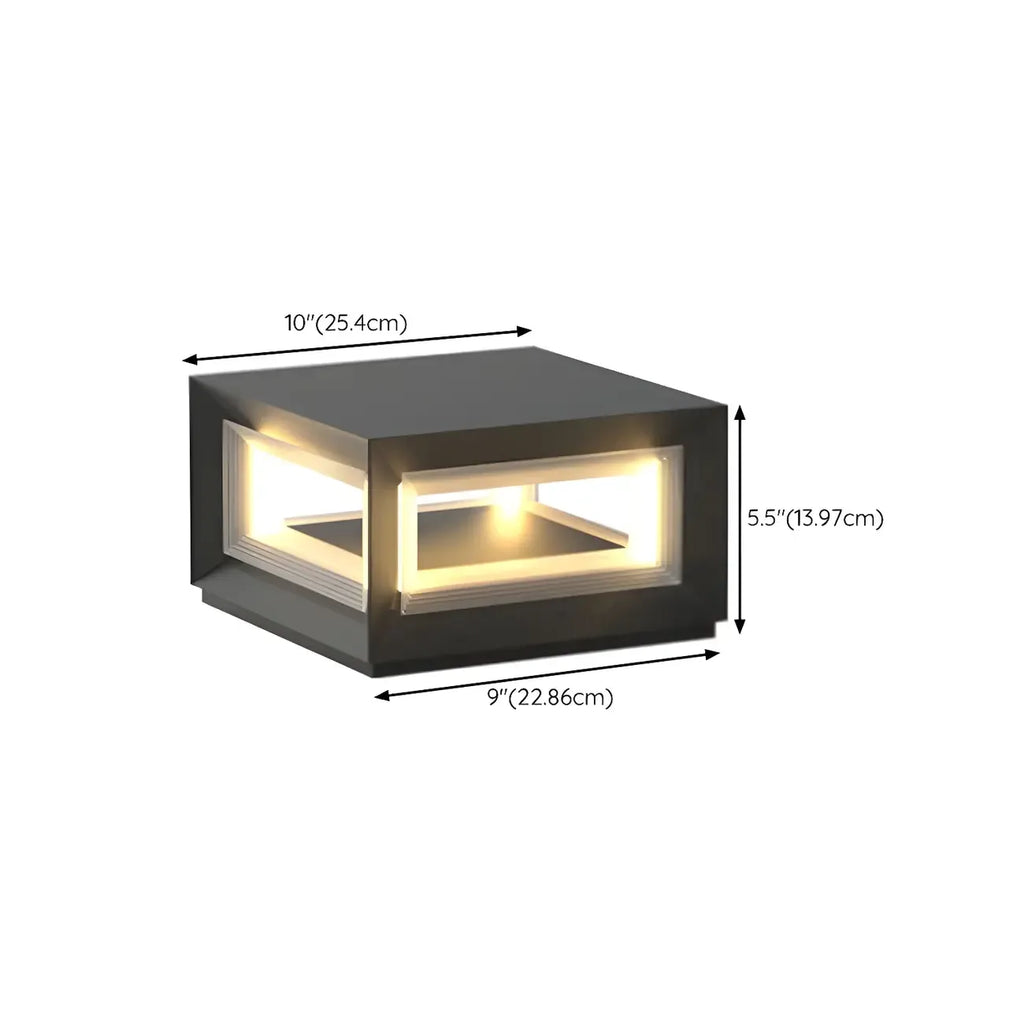 Lampe de poteau LED géométrique moderne en métal noir