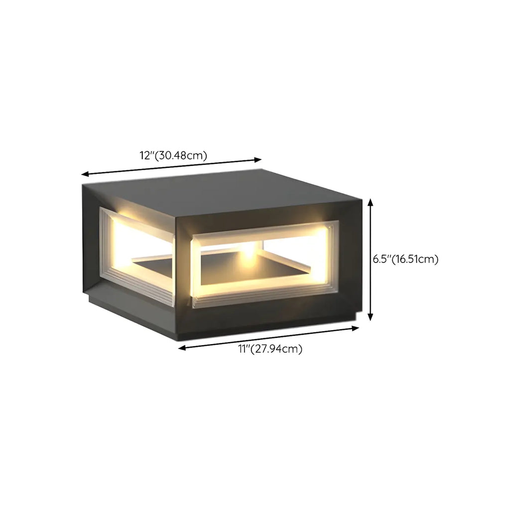 Lampe de poteau LED géométrique moderne en métal noir