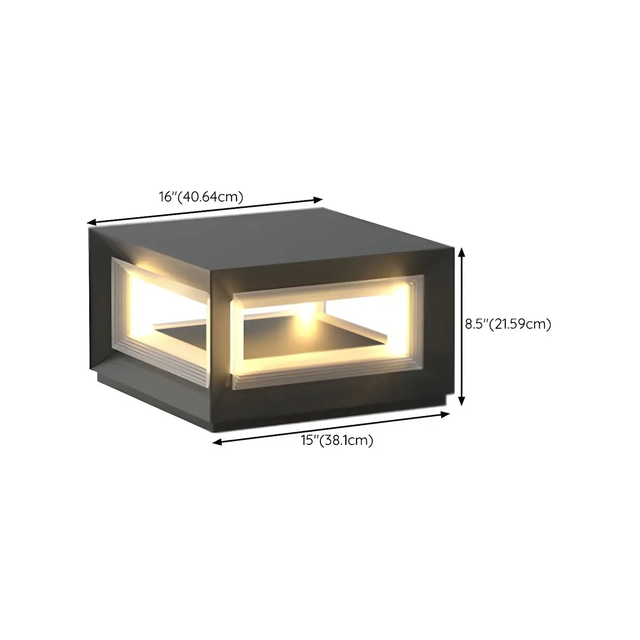Lampe de poteau LED géométrique moderne en métal noir