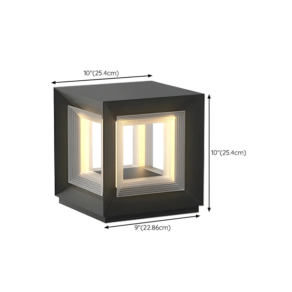 Lampe de poteau LED géométrique moderne en métal noir