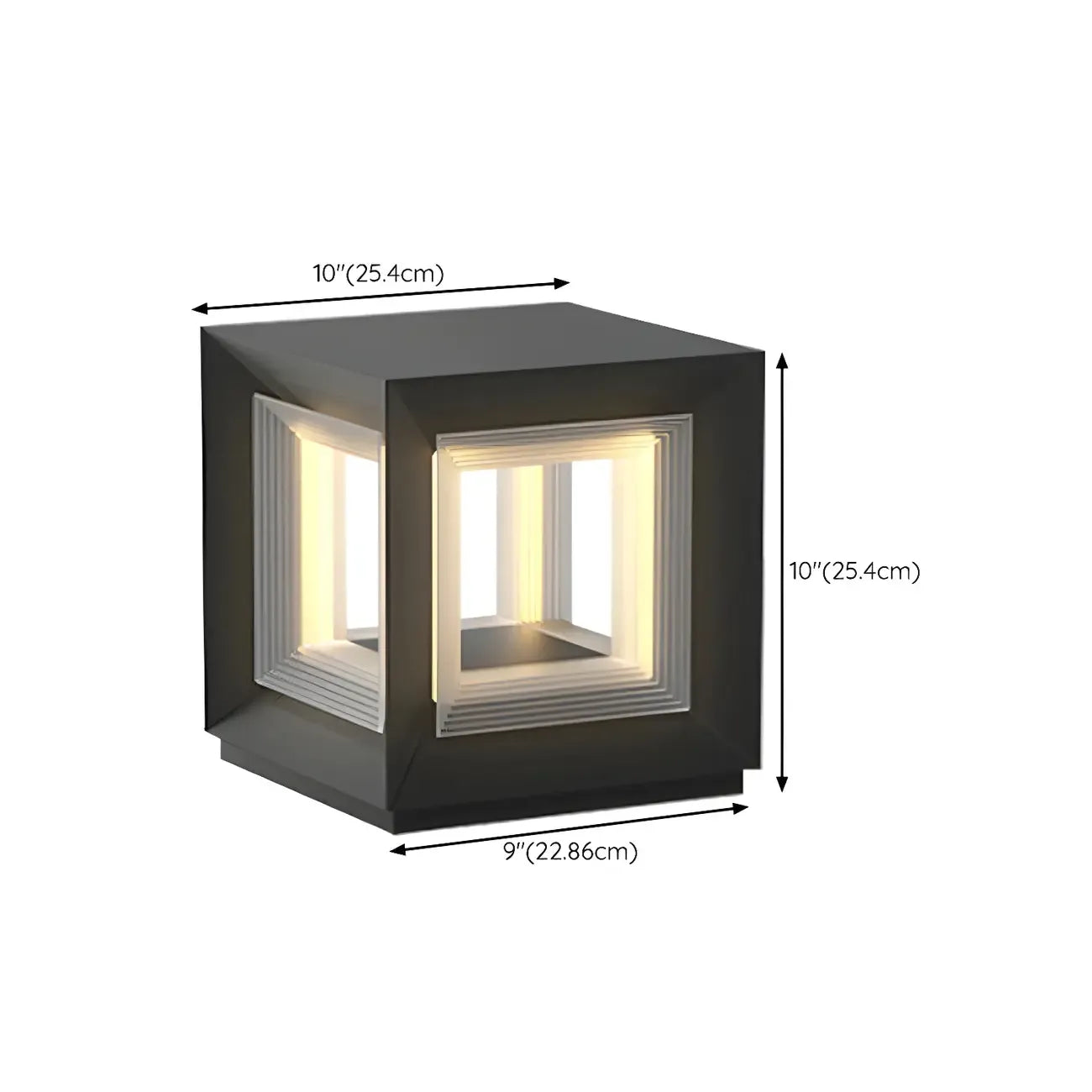 Lampe de poteau LED géométrique moderne en métal noir