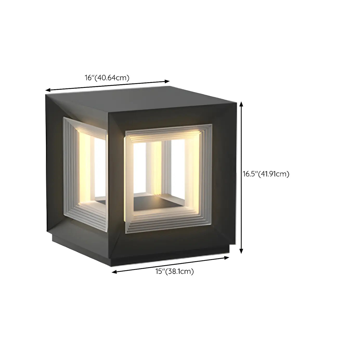 Lampe de poteau LED géométrique moderne en métal noir